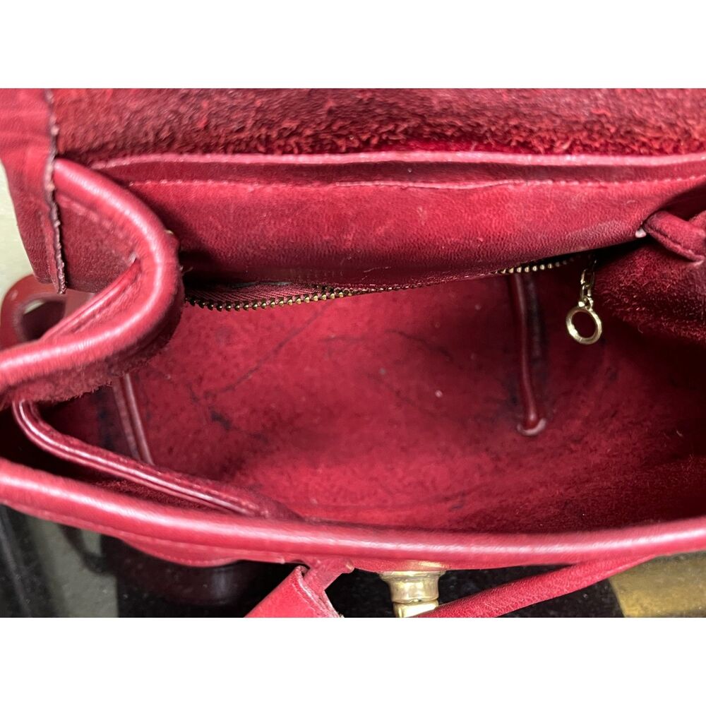 Coach Red Leather Mini Backpack #9960 Kiss Lock Closure with Drawstring - Picture 5 of 11